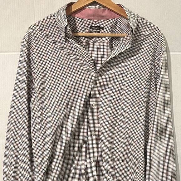 J. McLaughlin Men's M Cotton‎ Plaid Button-Down Long-Sleeve Dress Shirt - Picture 3 of 7